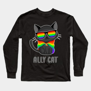 LGBT Ally Cat Be Kind Gay Rainbow Funny LGBTQ Long Sleeve T-Shirt